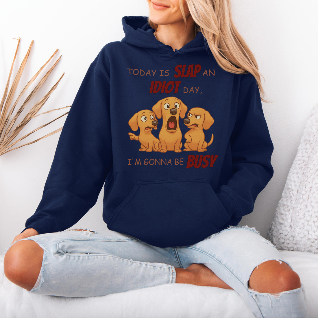 Slap an Idiot Day Dachshund Hoodies – Funny Dachshund Hoodies for Dog Lovers, Cute Dog Mom & Dog Dad Gift