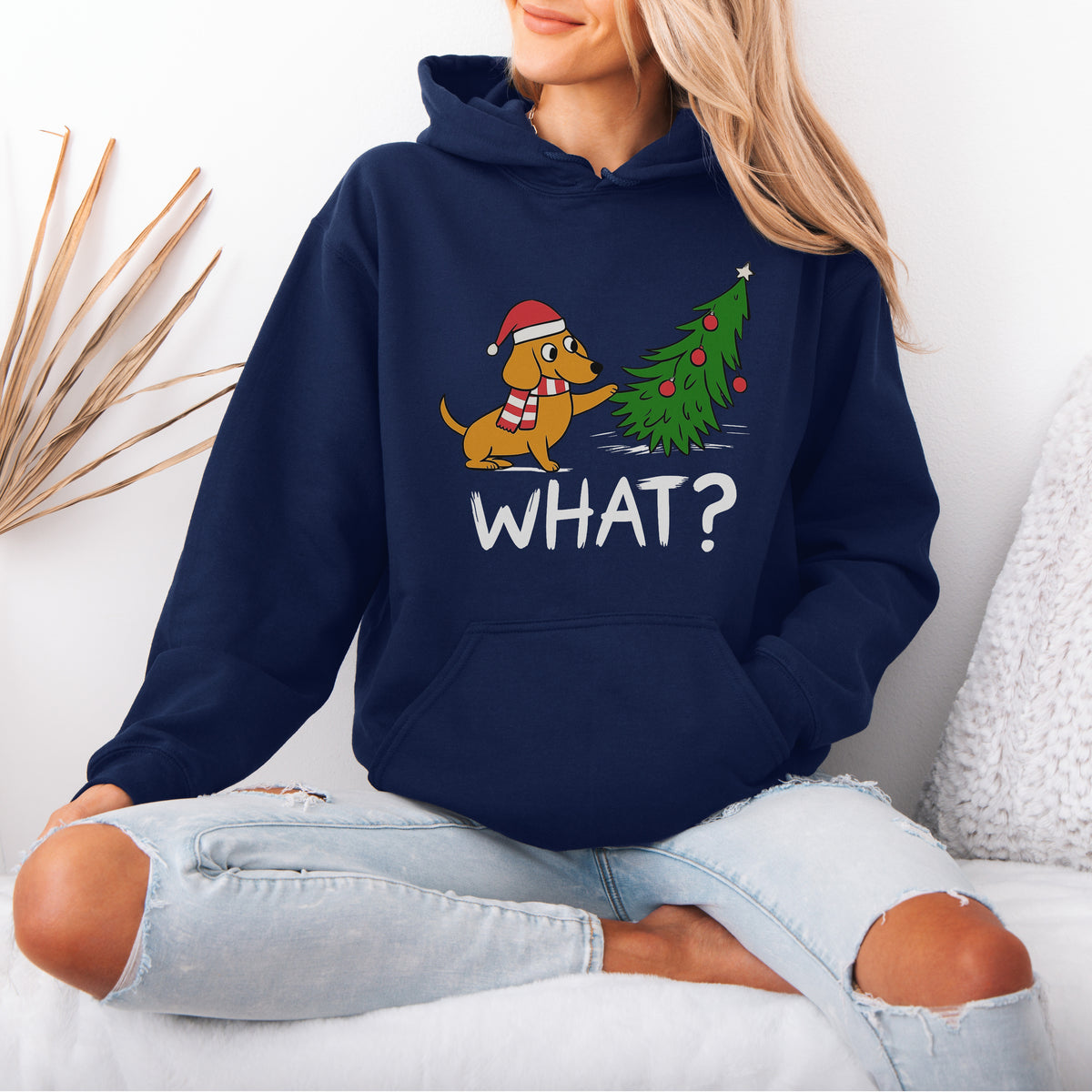 Funny What? Dachshund Christmas Hoodie