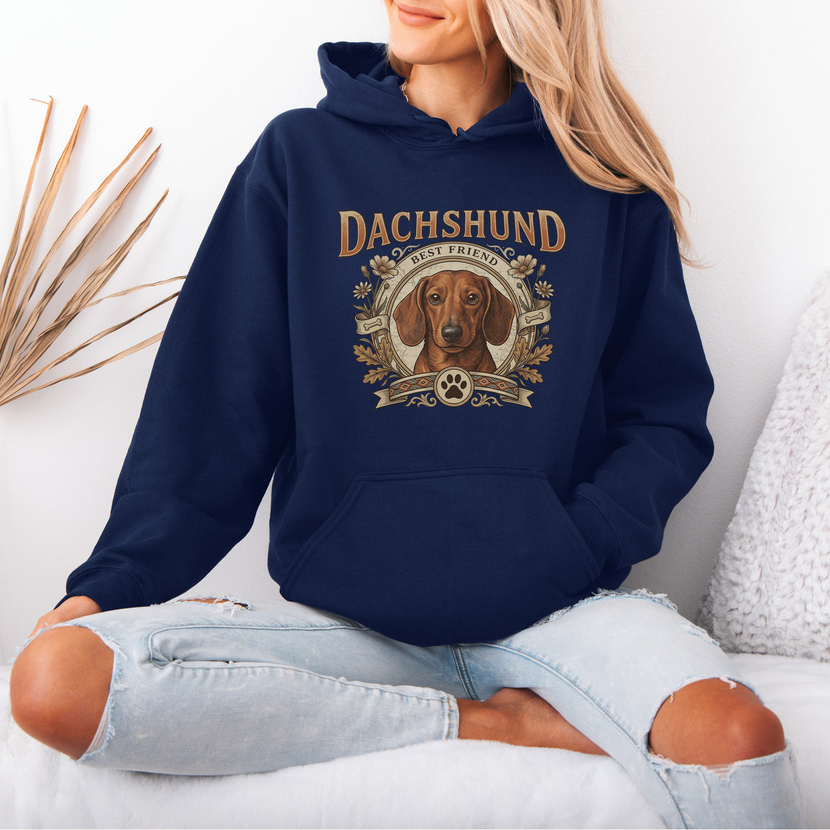 Custom Dachshund Hoodie Personalized Dog Portrait Gift