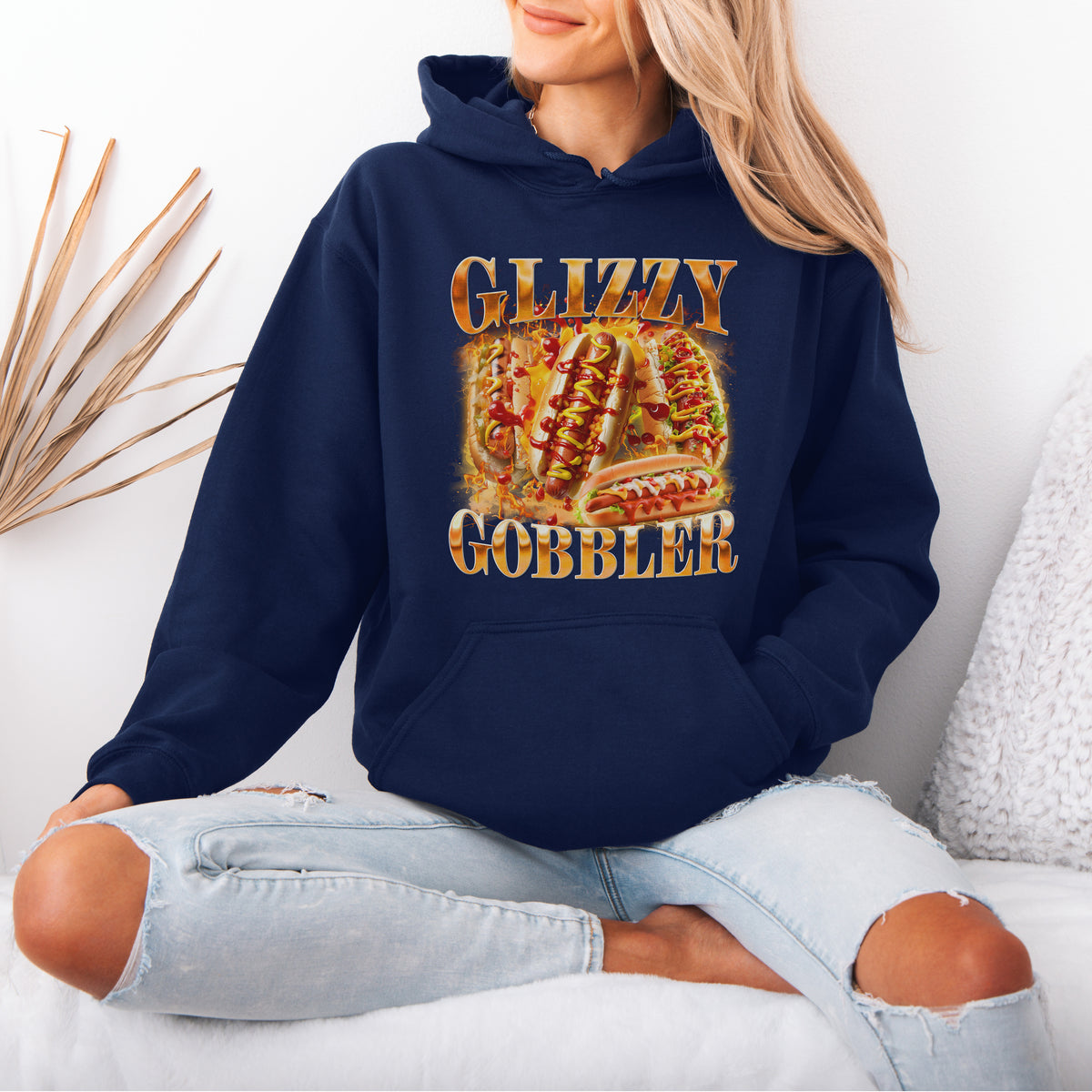Glizzy Gobbler Hoodie Funny Hot Dog Meme Gift for Food Lovers