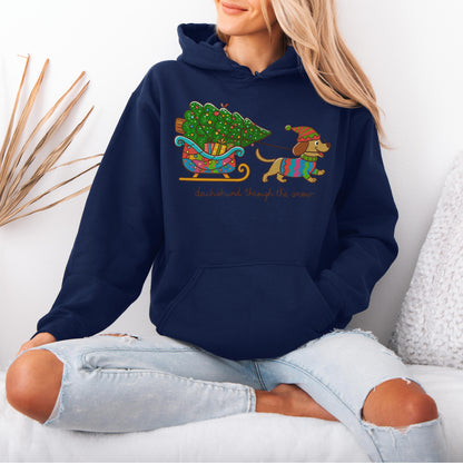 Dachshund Through the Snow Christmas Hoodie – Tree Sleigh