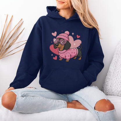 Cute Valentine Dachshund Dog Mom Hoodie