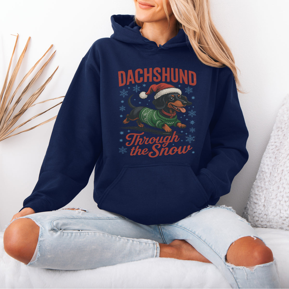 Dachshund Through the Snow Hoodie – Funny Christmas Doxie