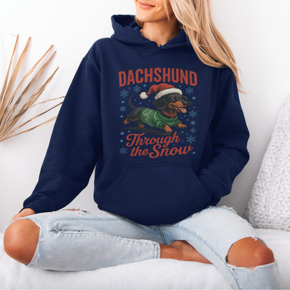 Dachshund Through the Snow Hoodie – Funny Christmas Doxie