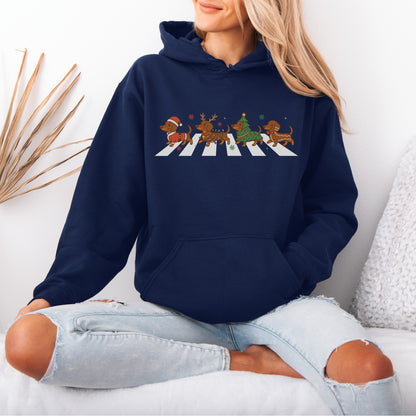 Abbey Road Dachshund Christmas Hoodie