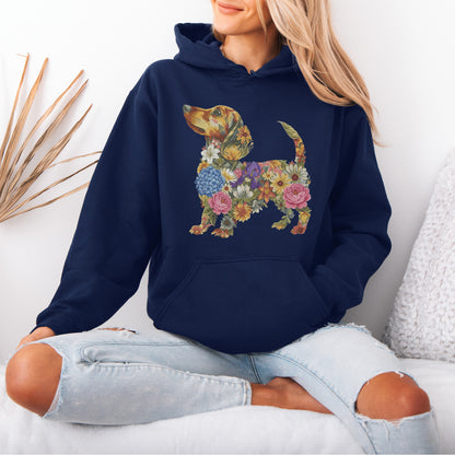 Floral Dachshund Hoodie – Cute Dachshund Lover Gift for Women