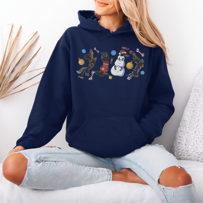 Christmas Dachshund Chaos Hoodie – Funny Holiday Wiener Dog
