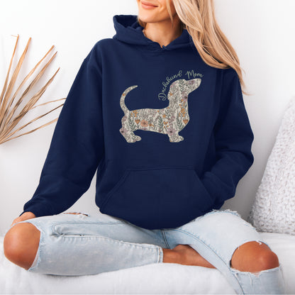 Personalized Dachshund Dog Mama Hoodie – Custom Floral Dog Mom
