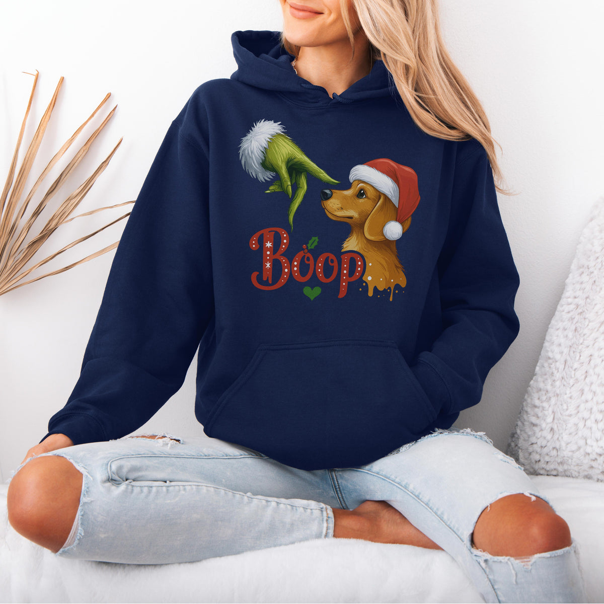 Boop Dachshund Christmas Hoodie – Funny Green Hand Holiday