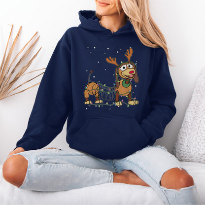 Reindeer Lights Dachshund Christmas Hoodie – String Lights Pup