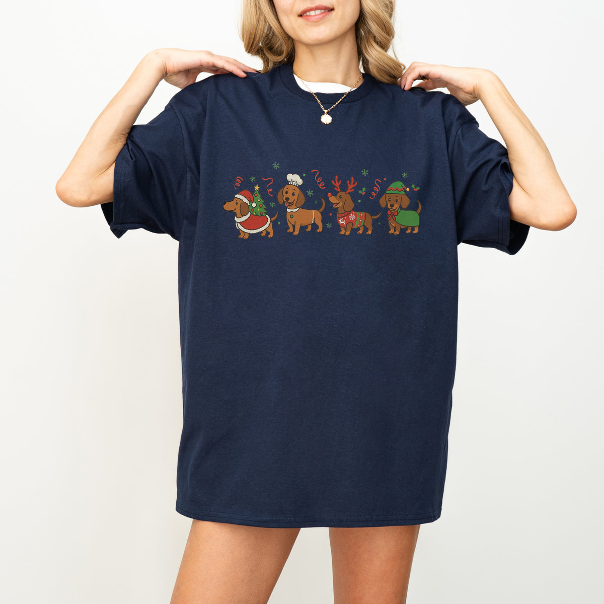Funny Christmas Dachshund Dog Cute Puppy Holiday Tee