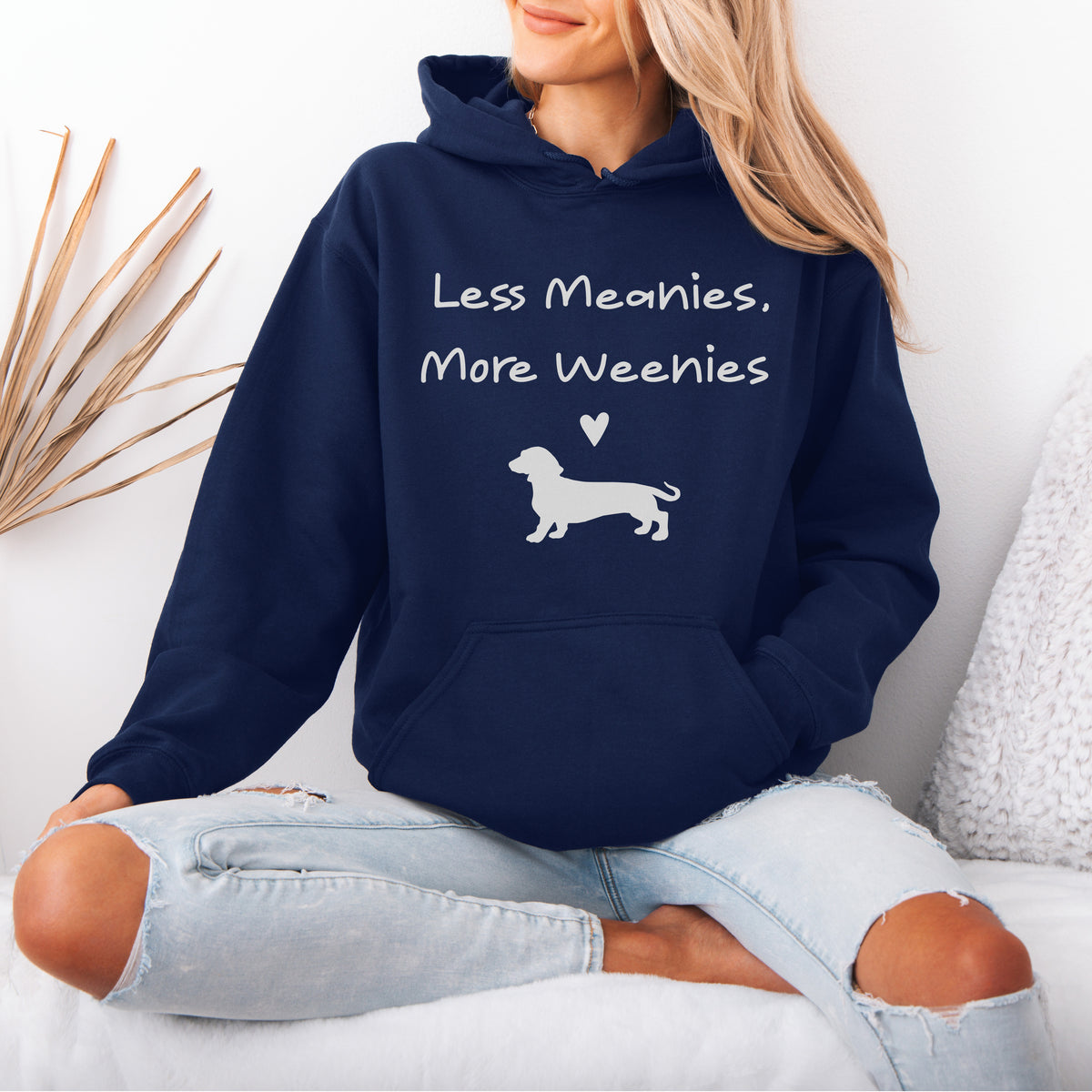 Funny Dachshund Hoodie Less Meanies More Weenies Gift