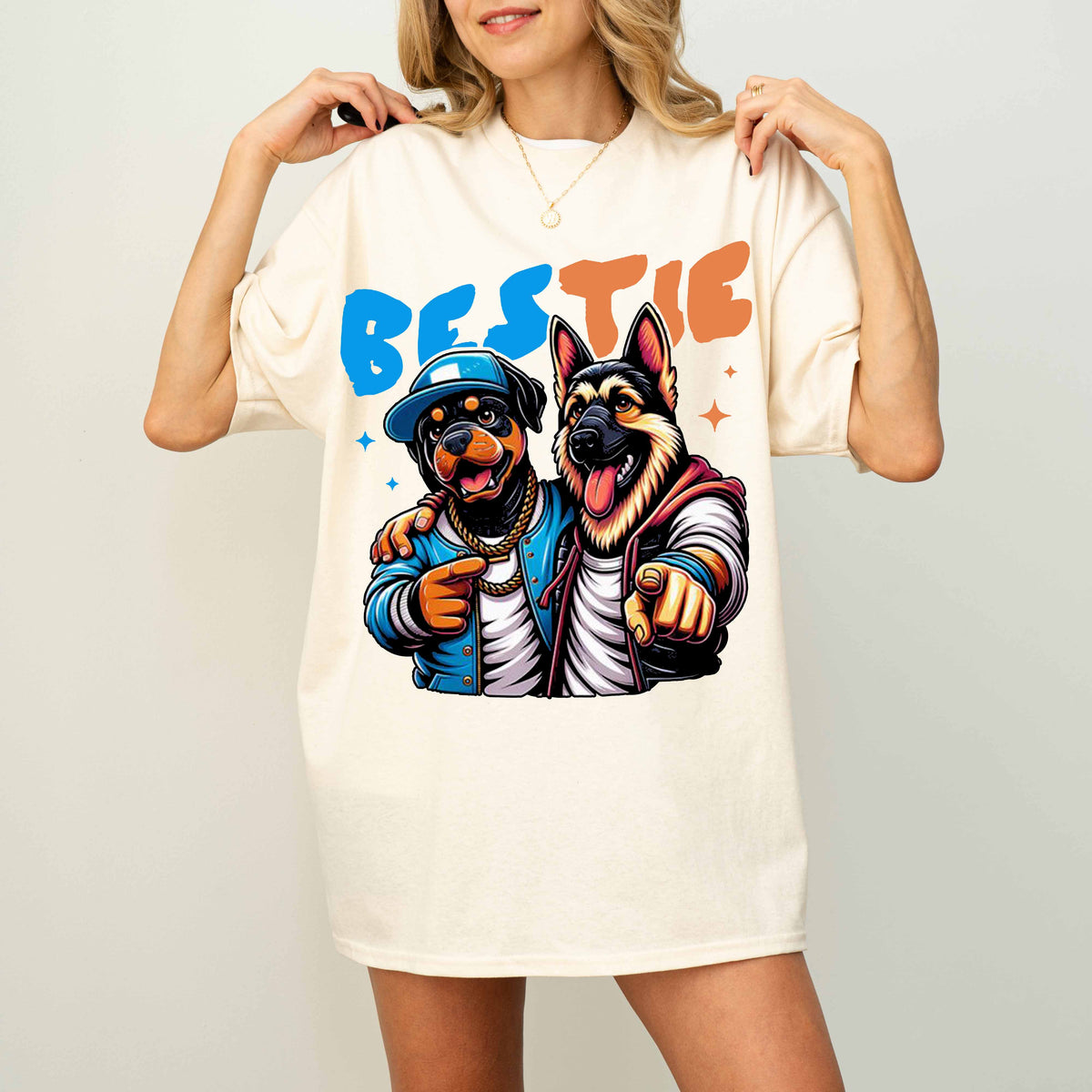 Bestie Funny Dog T-Shirt German Shepherd and Rottweiler