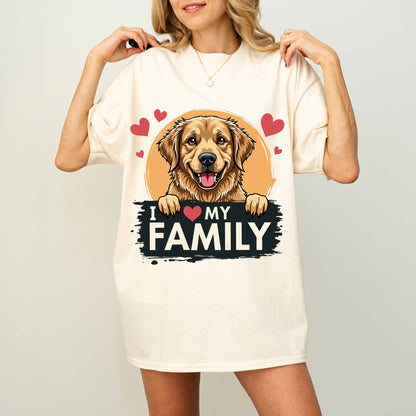 I Love My Family Golden Retriever Dog T-Shirt