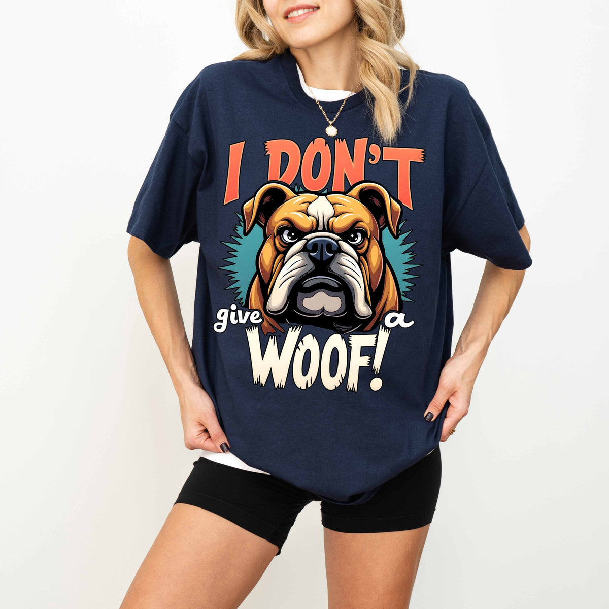 I Don’t Give a Woof Funny Bulldog Dog T-Shirt