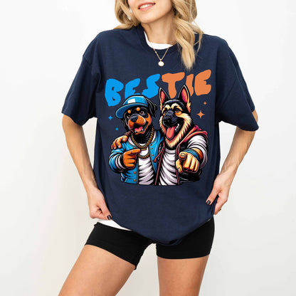 Bestie Funny Dog T-Shirt German Shepherd and Rottweiler