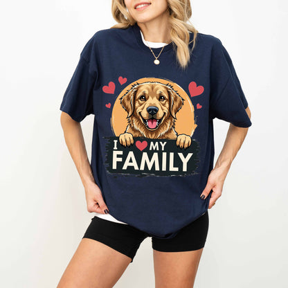 I Love My Family Golden Retriever Dog T-Shirt