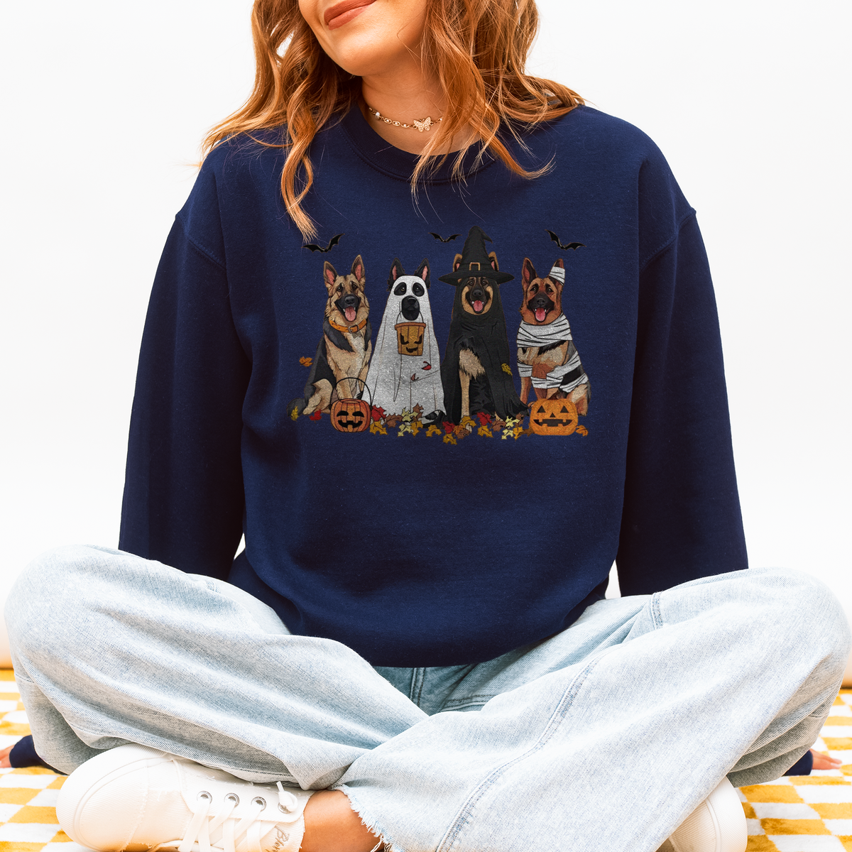 German Shepherd Halloween Sweatshirt – Fall Ghost Dog Gift