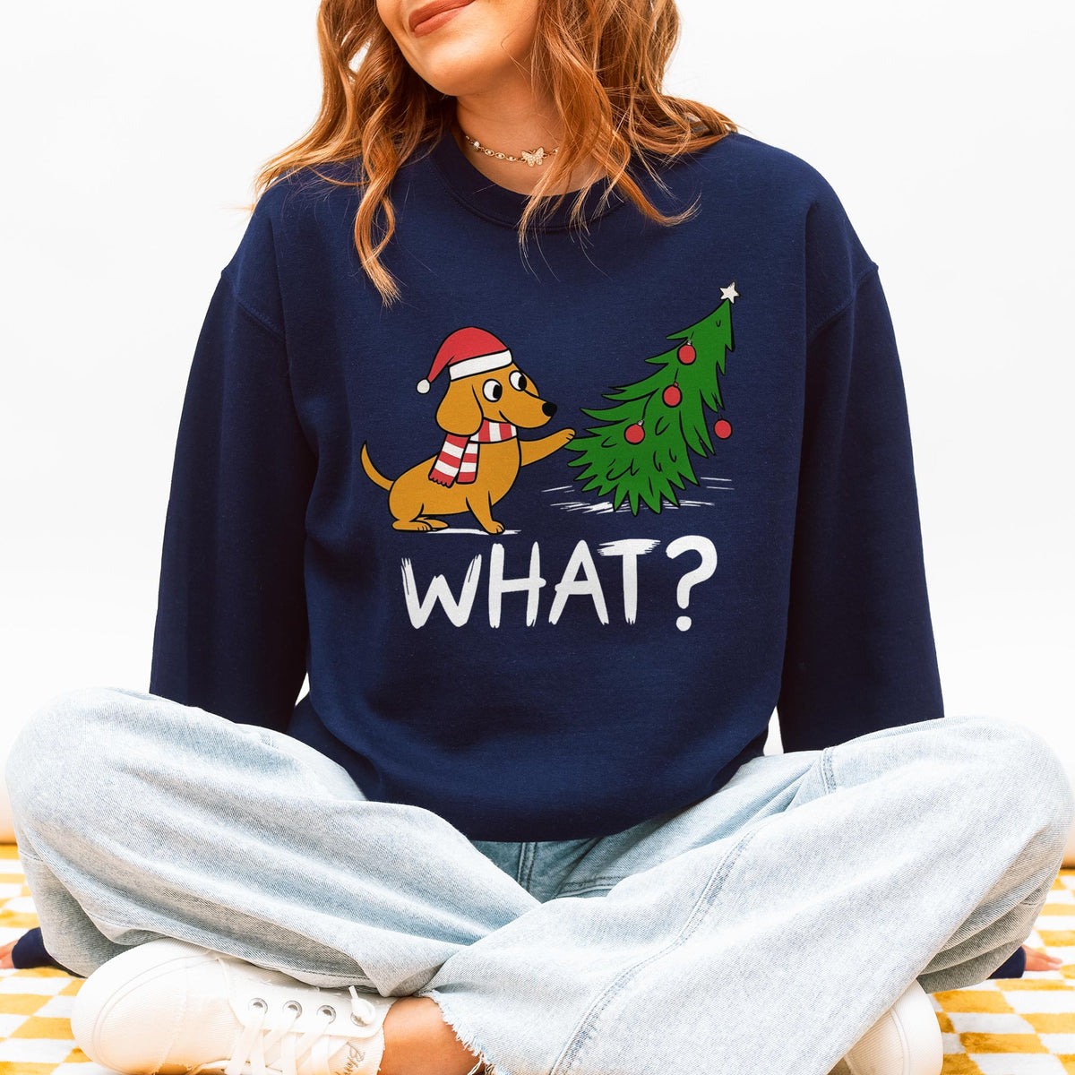 Funny What? Dachshund Christmas Sweatshirt