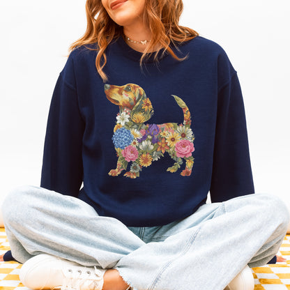 Floral Dachshund Sweatshirt - Cute Dog Mom Gift for Dachshund Lovers