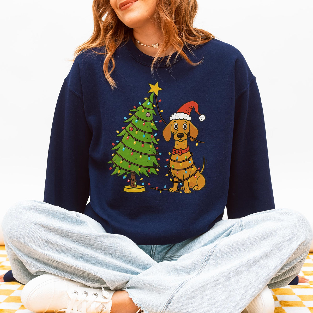 Sausage Dog Christmas Lights Dachshund Sweatshirt – Holiday Gift