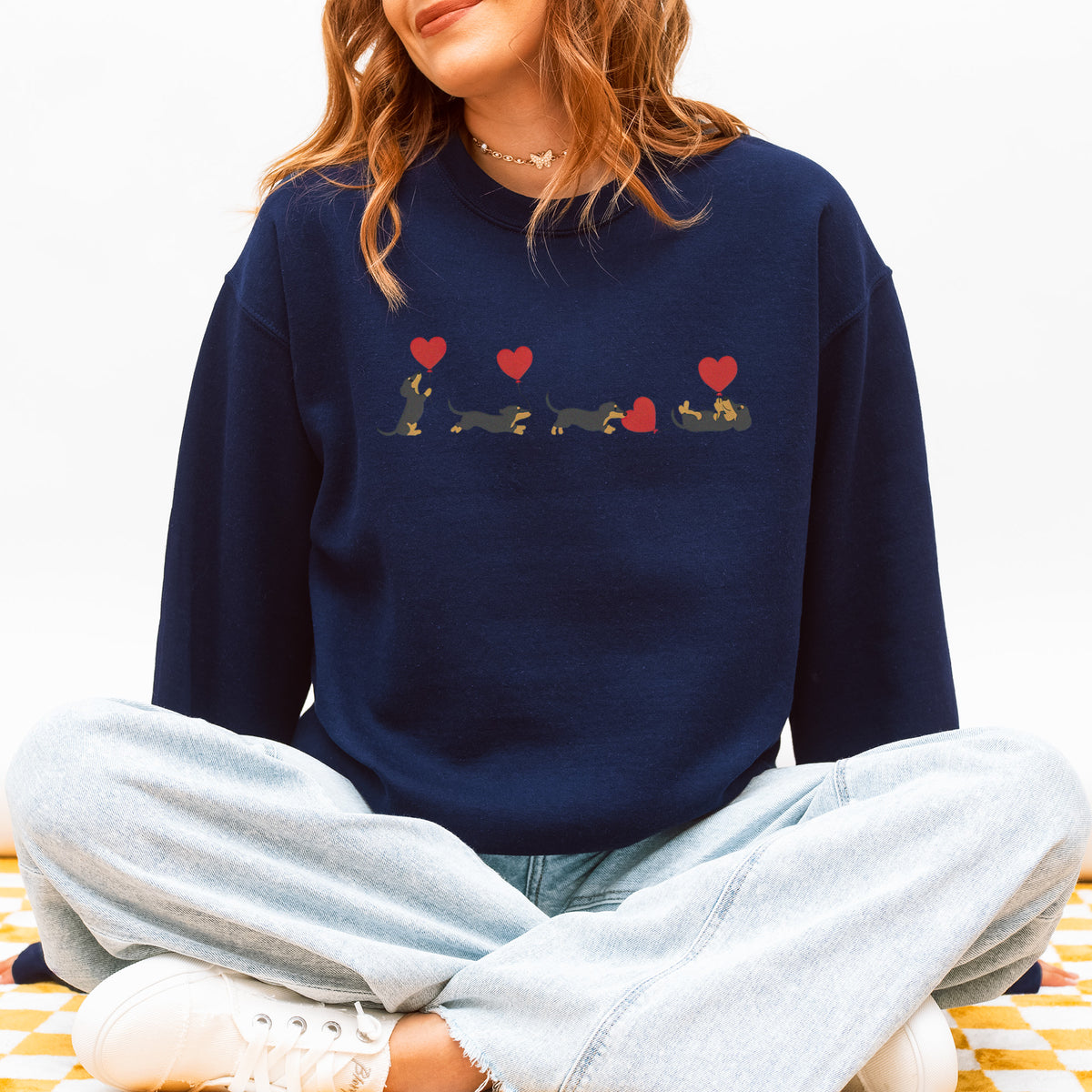 Dachshund With Heart Balloons Sweatshirt