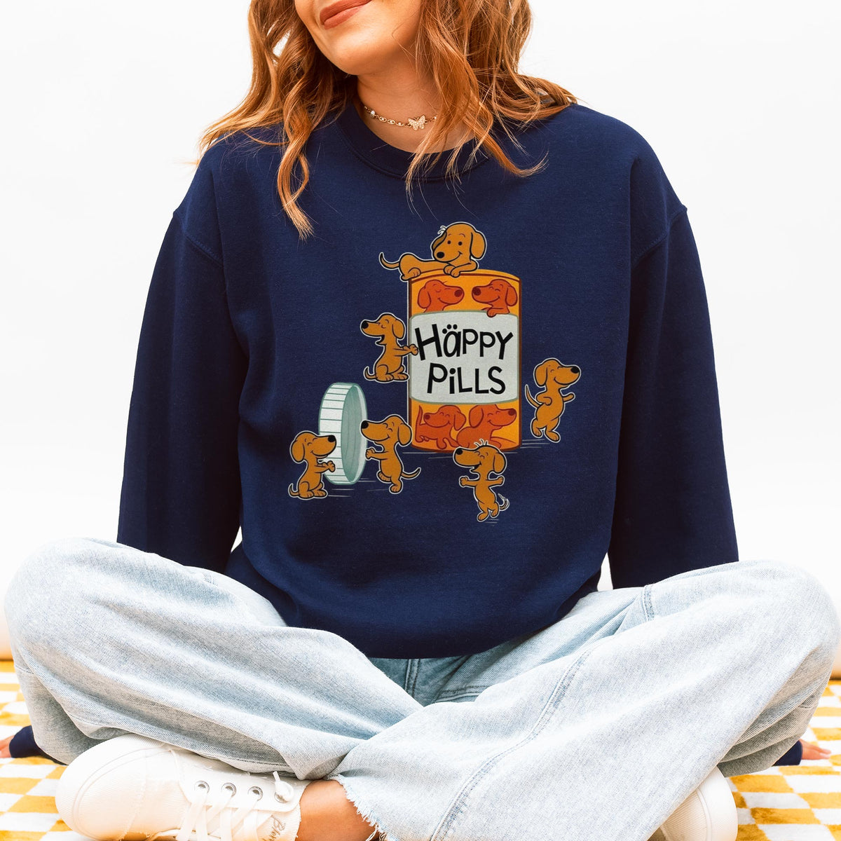 Happy Pills Dachshund Sweatshirt Cute Doxie Gift