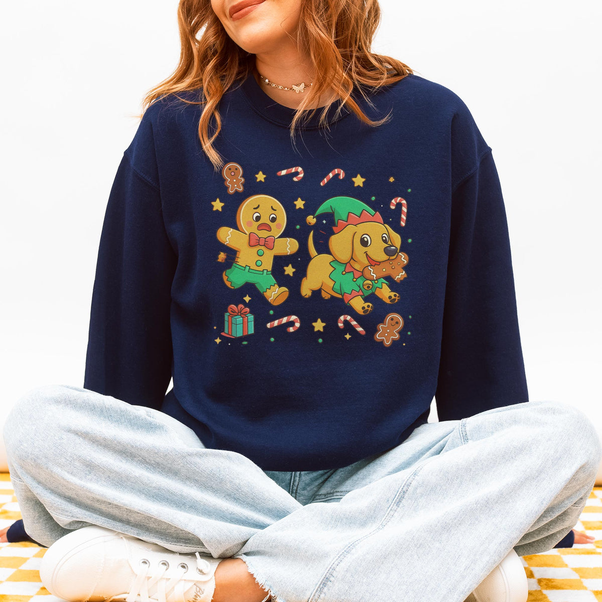 Elf Gingerbread Dachshund Christmas Sweatshirt