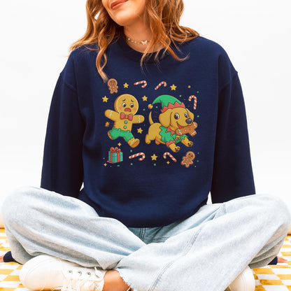 Elf Gingerbread Dachshund Christmas Sweatshirt
