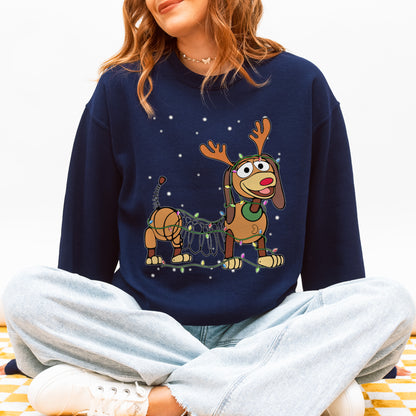 Reindeer Lights Dachshund Christmas Sweatshirt – String Lights Pup