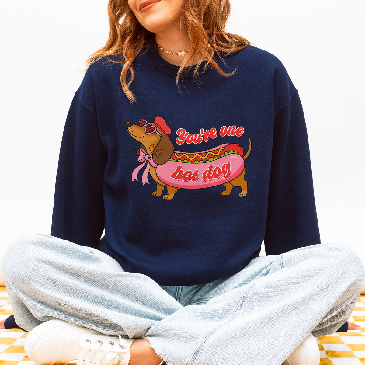 You Are One Hot Dog Dachshund Valentine Sweatshirt