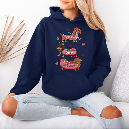 Cute Hot Dog Dachshund Valentine Hoodie