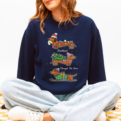 Dachshund Through the Snow Christmas Sweatshirt – Three Dachshunds