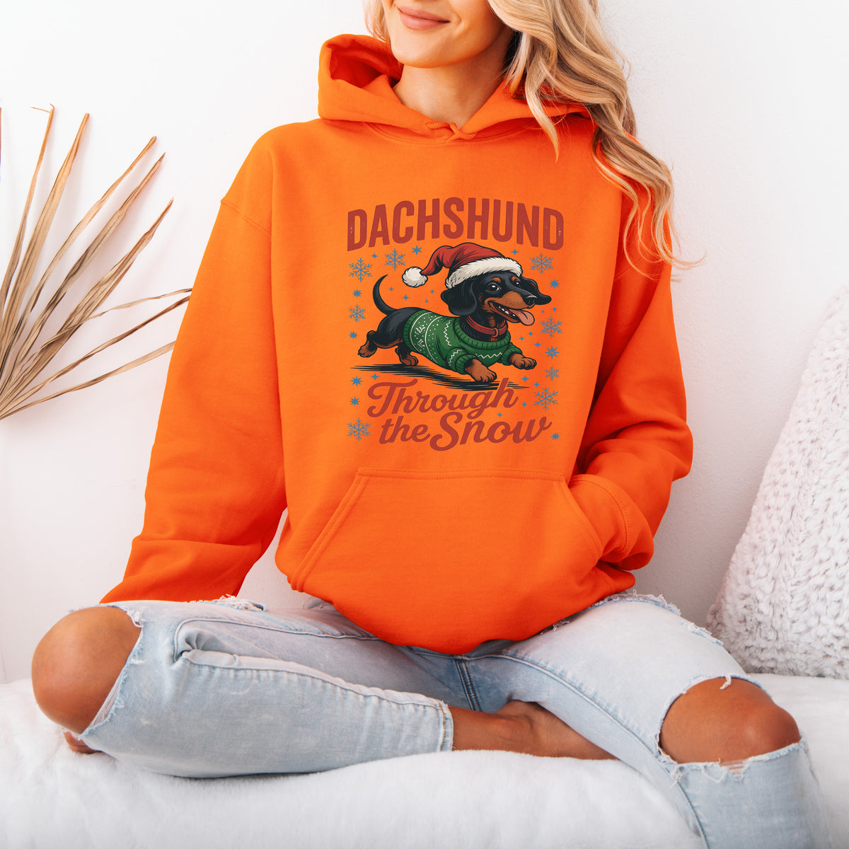 Dachshund Through the Snow Hoodie – Funny Christmas Doxie