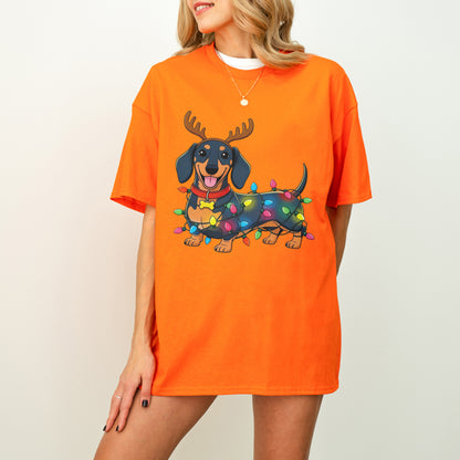 Reindeer Lights Dachshund Christmas Shirt