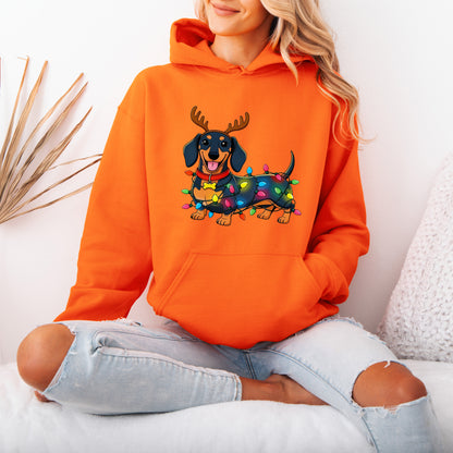 Reindeer Lights Dachshund Christmas Hoodie