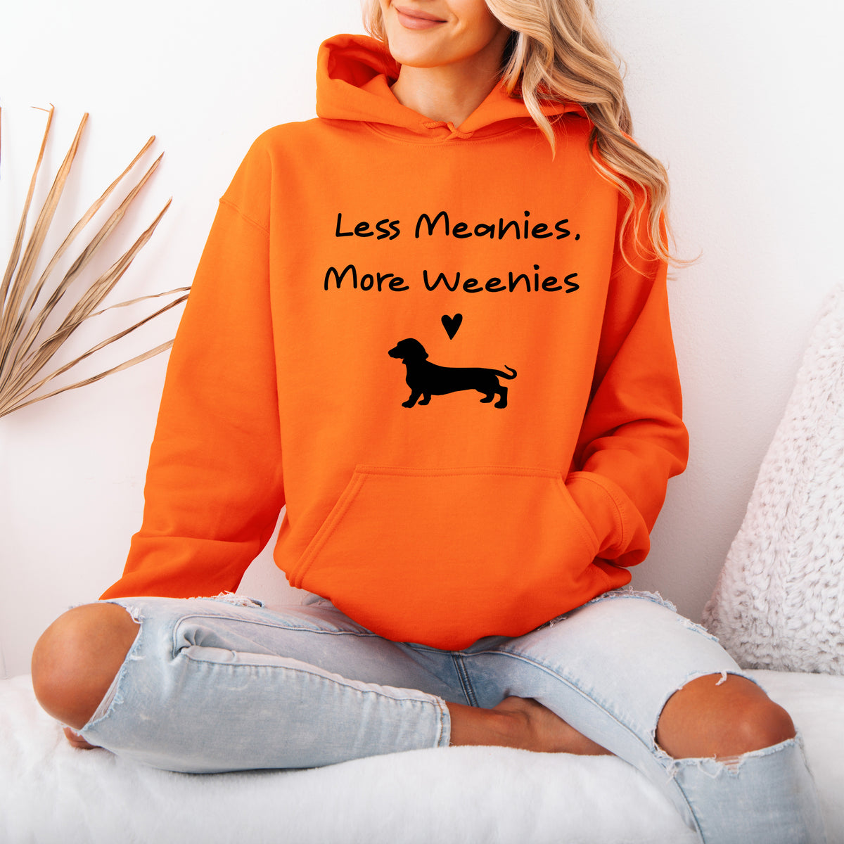 Funny Dachshund Hoodie Less Meanies More Weenies Gift