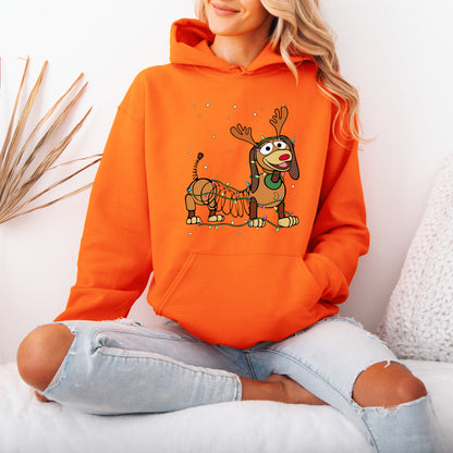Reindeer Lights Dachshund Christmas Hoodie – String Lights Pup