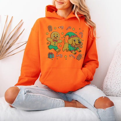 Elf Gingerbread Dachshund Christmas Hoodie