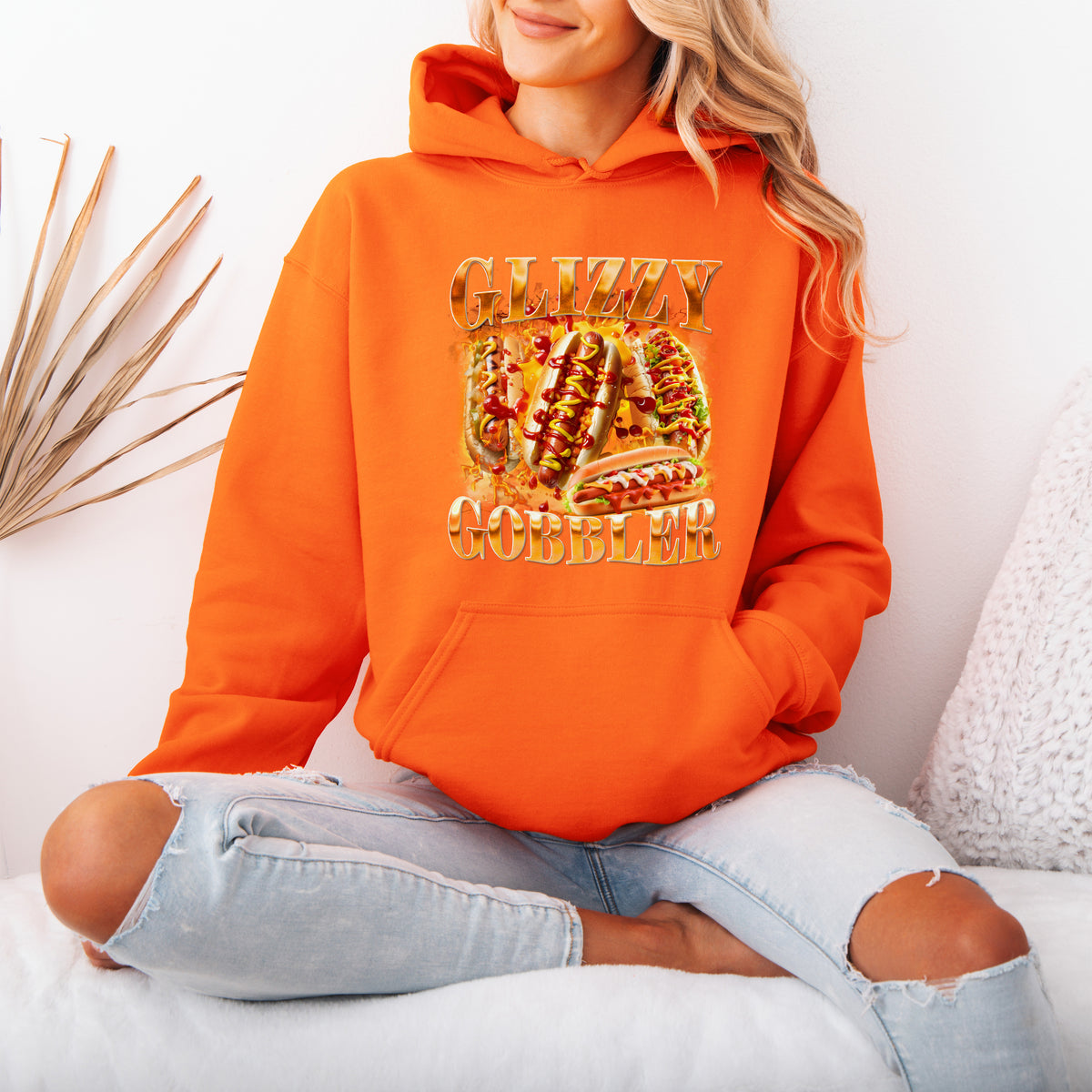 Glizzy Gobbler Hoodie Funny Hot Dog Meme Gift for Food Lovers