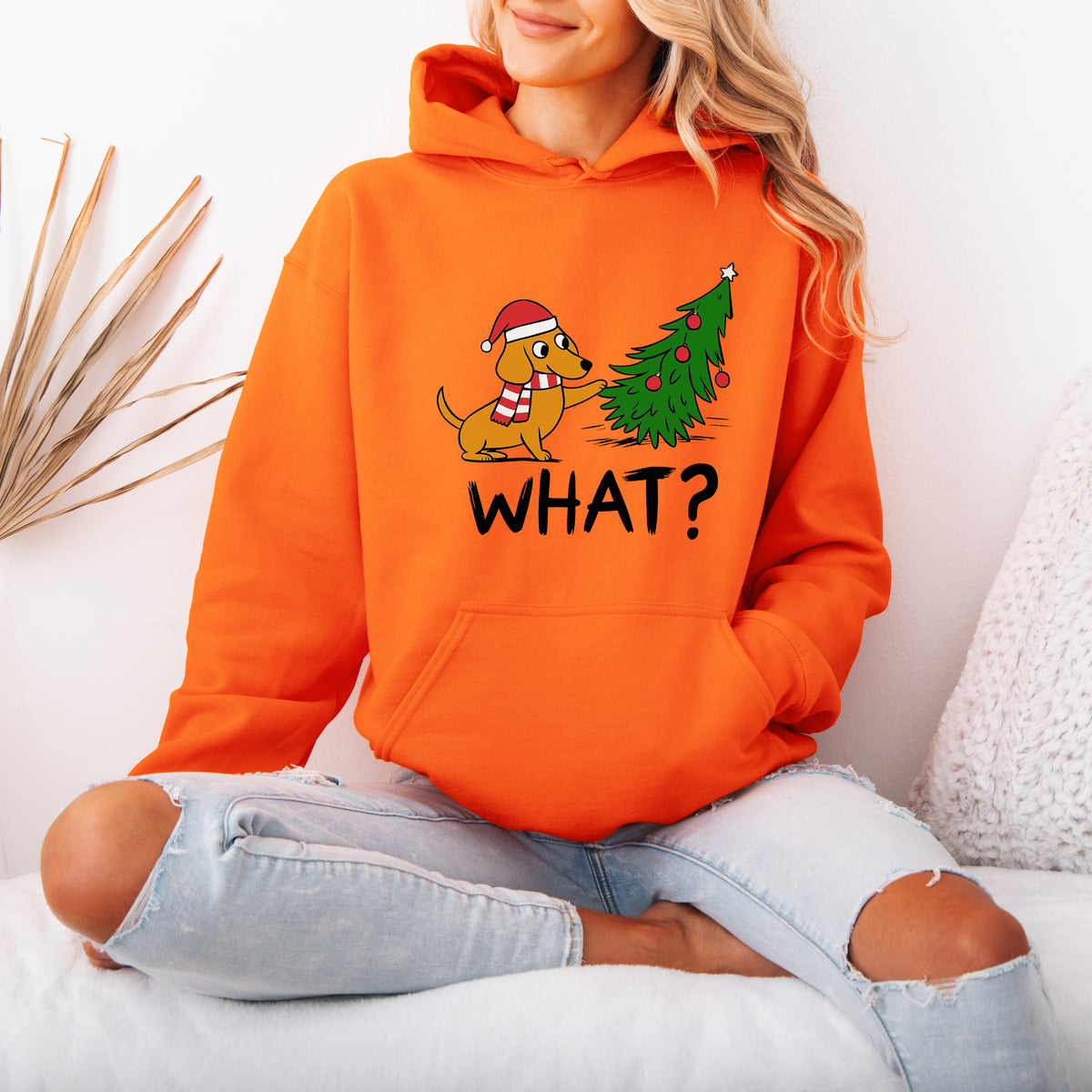 Funny What? Dachshund Christmas Hoodie