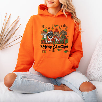 Merry Christmas Dachshund Hoodie – Cute Holiday Puppies Gift
