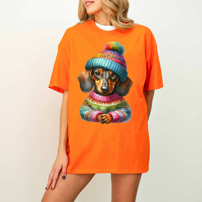 Colorful Sweater Dachshund Dog Mom T-Shirt