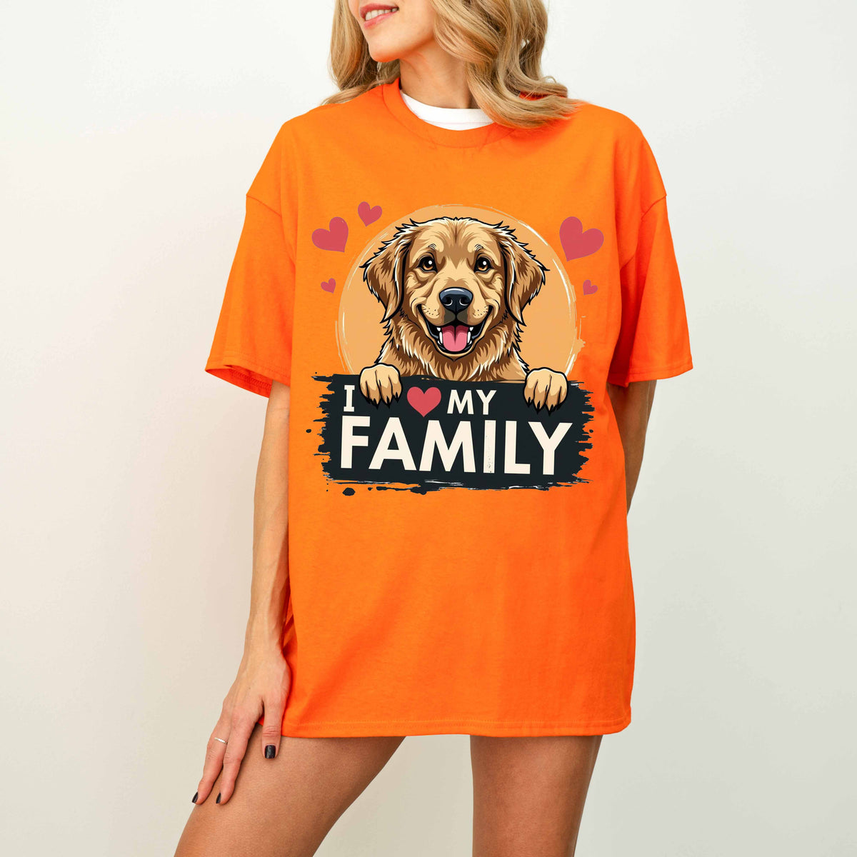 I Love My Family Golden Retriever Dog T-Shirt