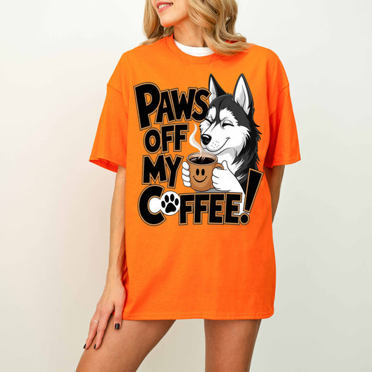 Paws Off My Coffee Funny Husky Dog T-Shirt
