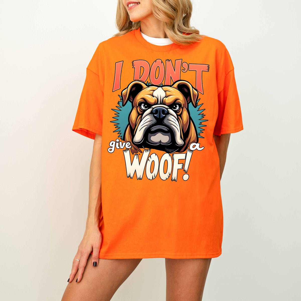 I Don’t Give a Woof Funny Bulldog Dog T-Shirt