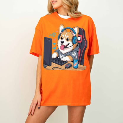Gamer Corgi Level Up Funny Dog T-Shirt