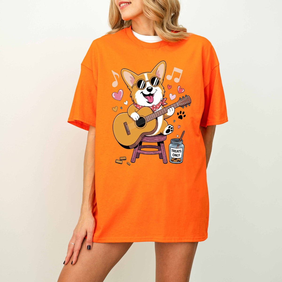 Guitar Playing Corgi Funny Dog T-Shirt