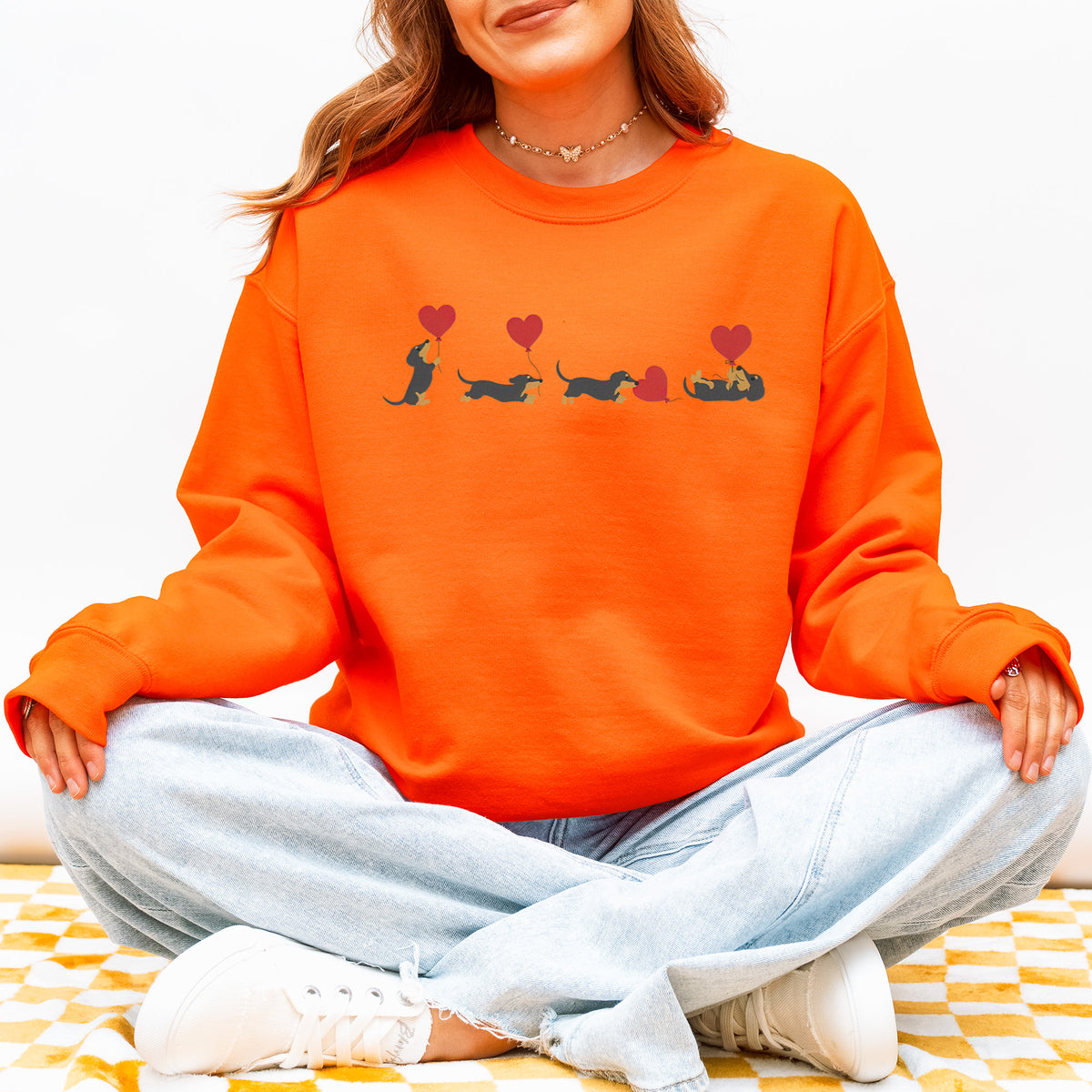 Dachshund With Heart Balloons Sweatshirt