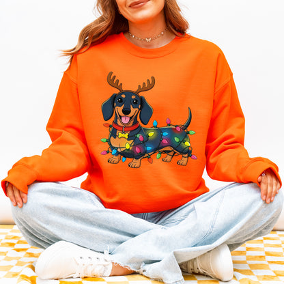 Reindeer Lights Dachshund Christmas Sweatshirt